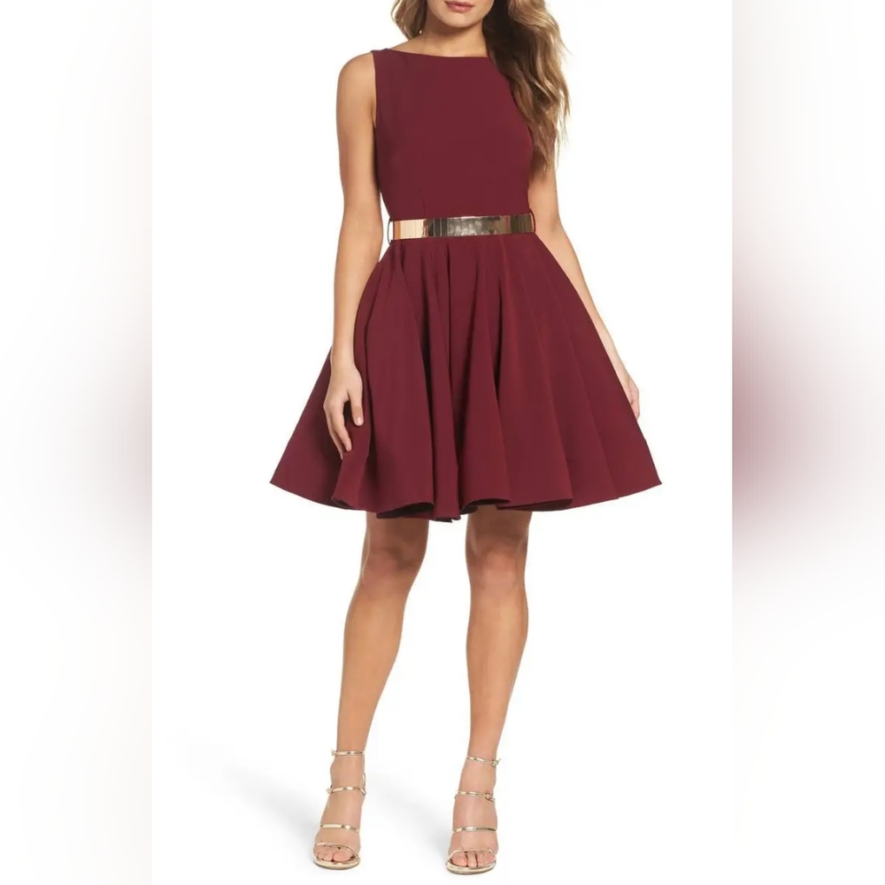 Red Wine Fit and Flare Cocktail Dress Size 2 Leena for MacDugal